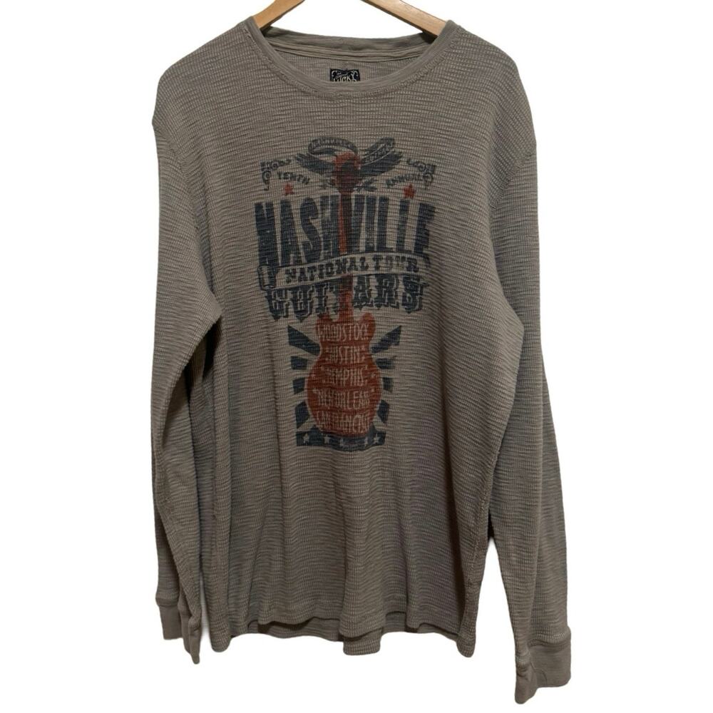 Lucky Nashville Guitar Thermal Grey XXL Mens Sweatshirt sweater long sleeve